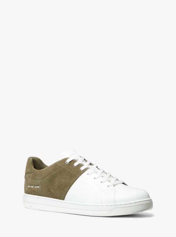 Panske Tenisky Michael Kors Caspian Two-Tone Leather and Suede Olivovo Zelená - Topanky Michael Kors Akcia | MNKZV-4603